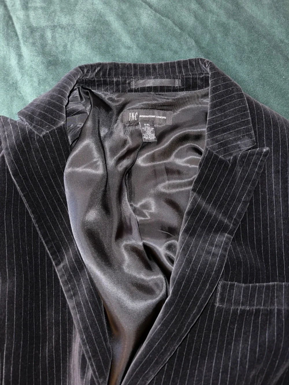 INC International Concepts men's black pinstripe velvet blazer Size 44L